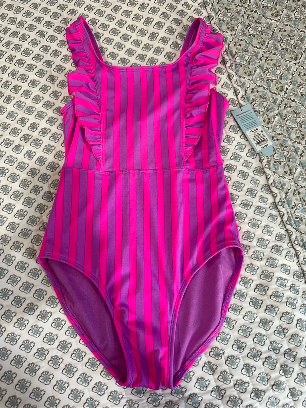 Cat & Jack Girls' Two Striped One Piece Swimsuit -